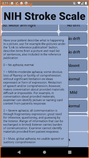 NIH Stroke Scale screenshot