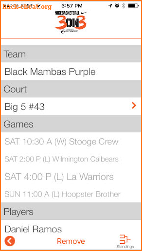 Nike 3ON3 2019 Team Tracker screenshot