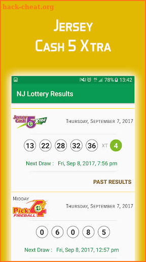 NJ Lottery Results screenshot