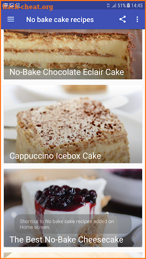 No bake cake recipes screenshot