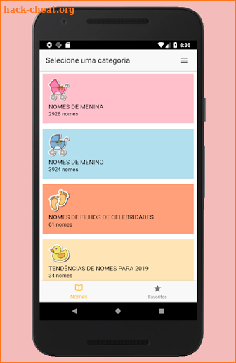 Nomes de bebês screenshot