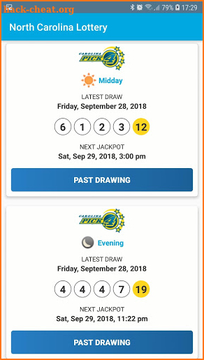 North Carolina Lottery Results screenshot