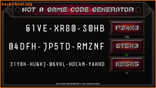 Not a Game Code Generator screenshot