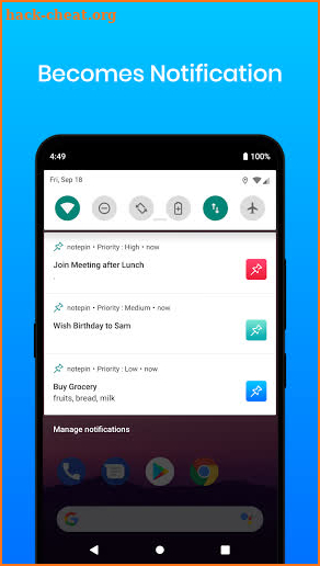 notepin - Notes in notification bar screenshot
