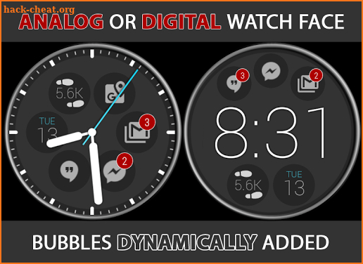 Notification Icons Watch Face Theme Status Bubbles screenshot