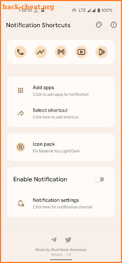 Notification Shortcuts screenshot