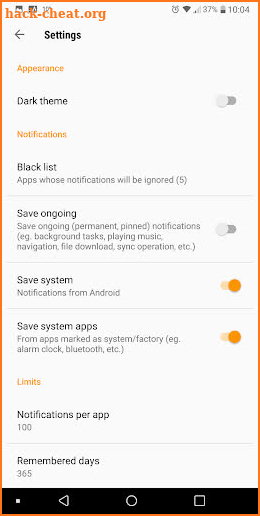 Notifications archive / history screenshot