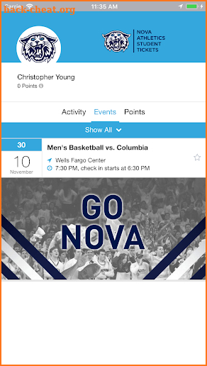 Nova Athletics Student Tickets screenshot