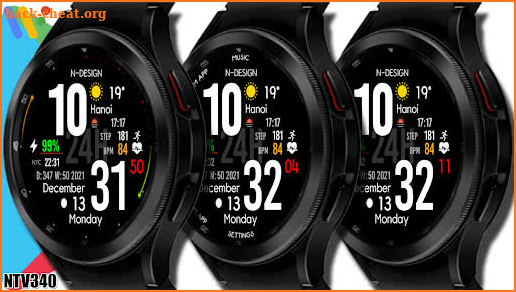 NTV340 - Big Digital Watchface screenshot