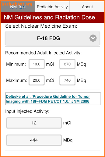 Nuclear Medicine Dose Tools screenshot