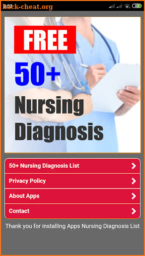 Nursing Diagnosis List screenshot