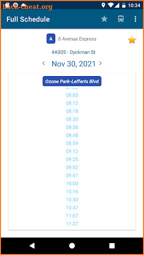 NYC Bus Schedules screenshot