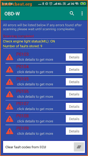 obd2 car scanner (OBD-W) screenshot