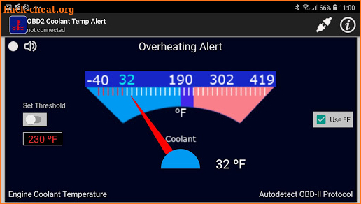 OBD2 Coolant Temperature Alert screenshot