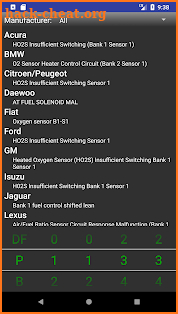 OBDII Trouble Codes screenshot