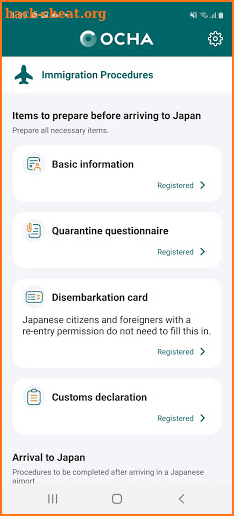 OCHA - Checkin & Health report screenshot