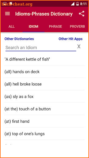 Offline Idioms & Phrases Dictionary screenshot