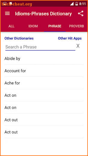 Offline Idioms & Phrases Dictionary screenshot