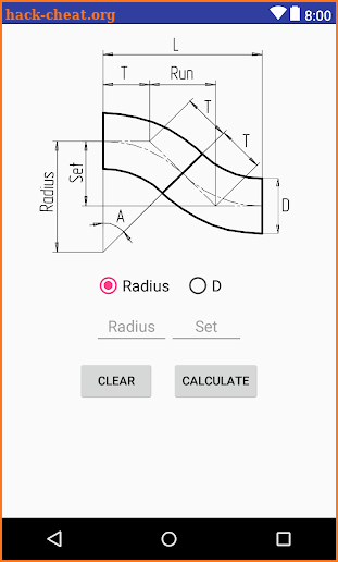 Offset Pipes calculator screenshot