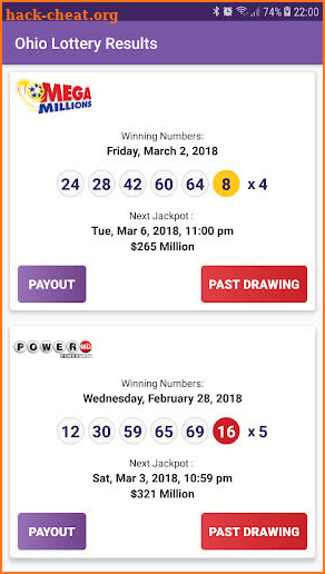 Ohio Lottery Results screenshot