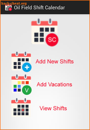 Oil Field Shift Calendar screenshot