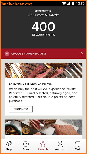 Omaha Steaks screenshot