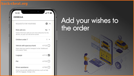 Omega: taxi service screenshot