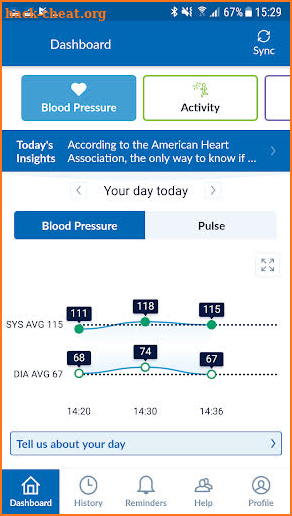 OMRON HeartAdvisor screenshot