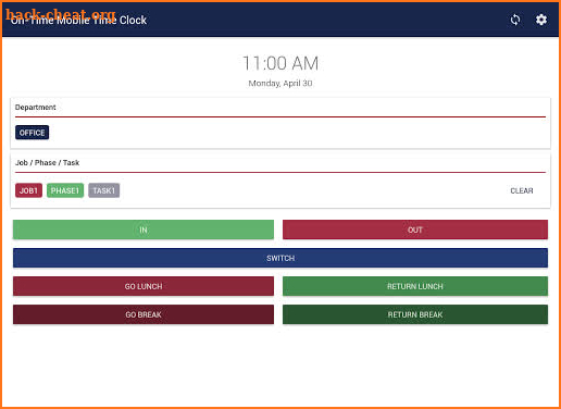 On-Time Web Time Clock screenshot