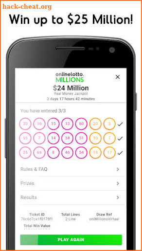 online lotto - Win 25 Million Real Money Jackpot screenshot