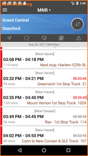 onTime (LIRR, MNR, NJT, METRA, BART, MBTA, WMATA.. screenshot