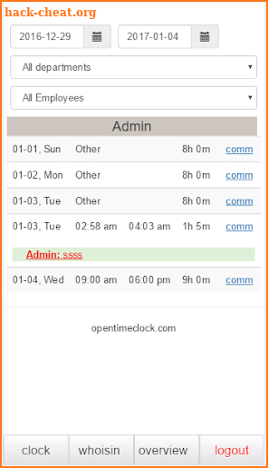 OpenTimeClock2008 screenshot