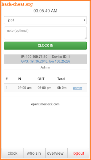 OpenTimeClock2008 screenshot