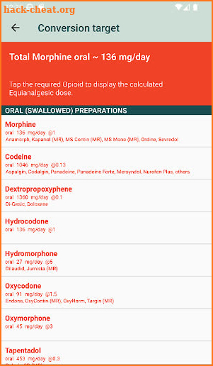 Opioid Calculator screenshot