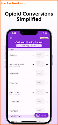Opioid Conversion Calculator screenshot