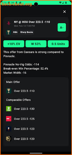 Optimal: +EV Picks & Analysis screenshot