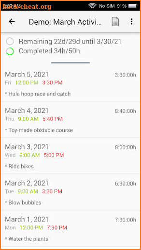 Outside Time Tracker screenshot