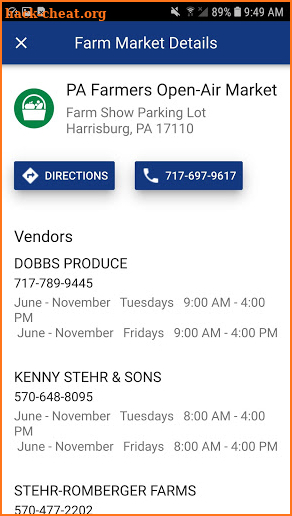 PA FMNP Market Locator screenshot