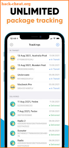 Package Tracker – USPS, FedEx, UPS, DHL tracking screenshot