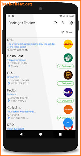 Packages Tracker screenshot