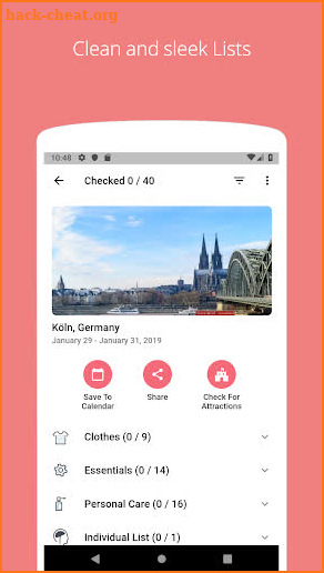 Packing List - Travel List App screenshot