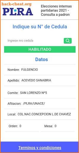 PADRON PLRA 2021 screenshot