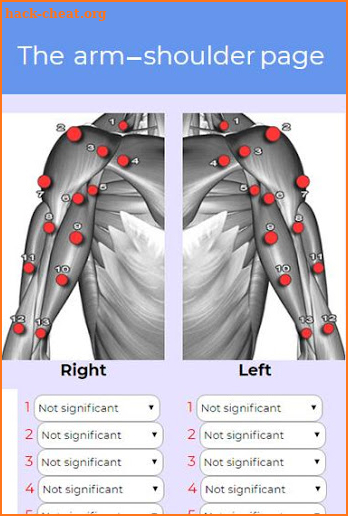 Pain symptom checker: muscle and tendon injuries screenshot