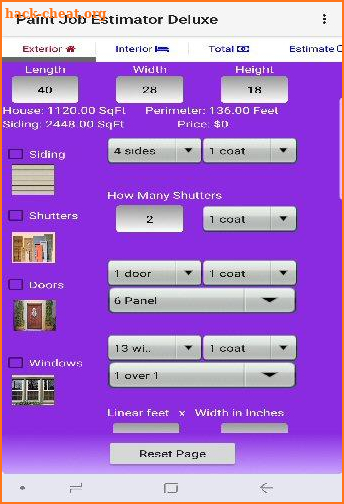 Paint Job Estimator Deluxe screenshot