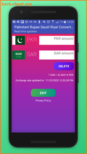 Pakistani Rupee Saudi Riyal Converter - PKR & SAR screenshot