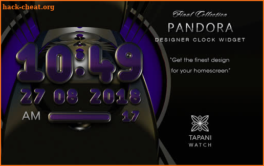 PANDORA Digital Clock Widget black purple / violet screenshot