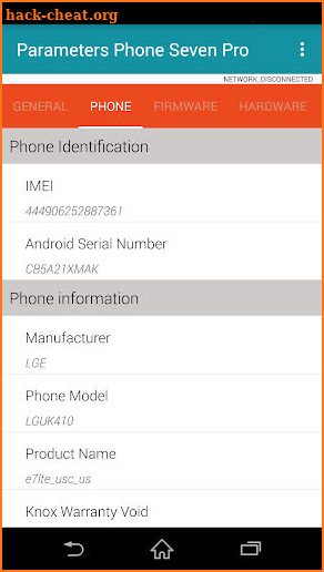 Parameters Phone Seven Pro screenshot