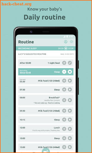 Parent Sense Baby Routine Tracker Schedule Planner screenshot