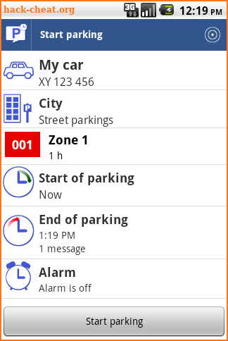 Parking SMS Scheduler screenshot