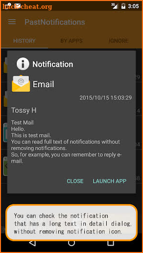 Past Notifications screenshot